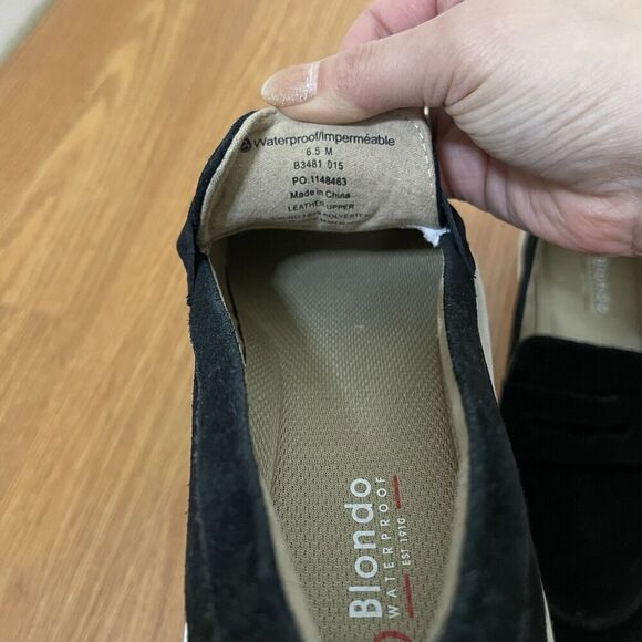 BLONDO Black suede leather slip on waterproof loafer sneakers size US 6.5 - Picture 8 of 8